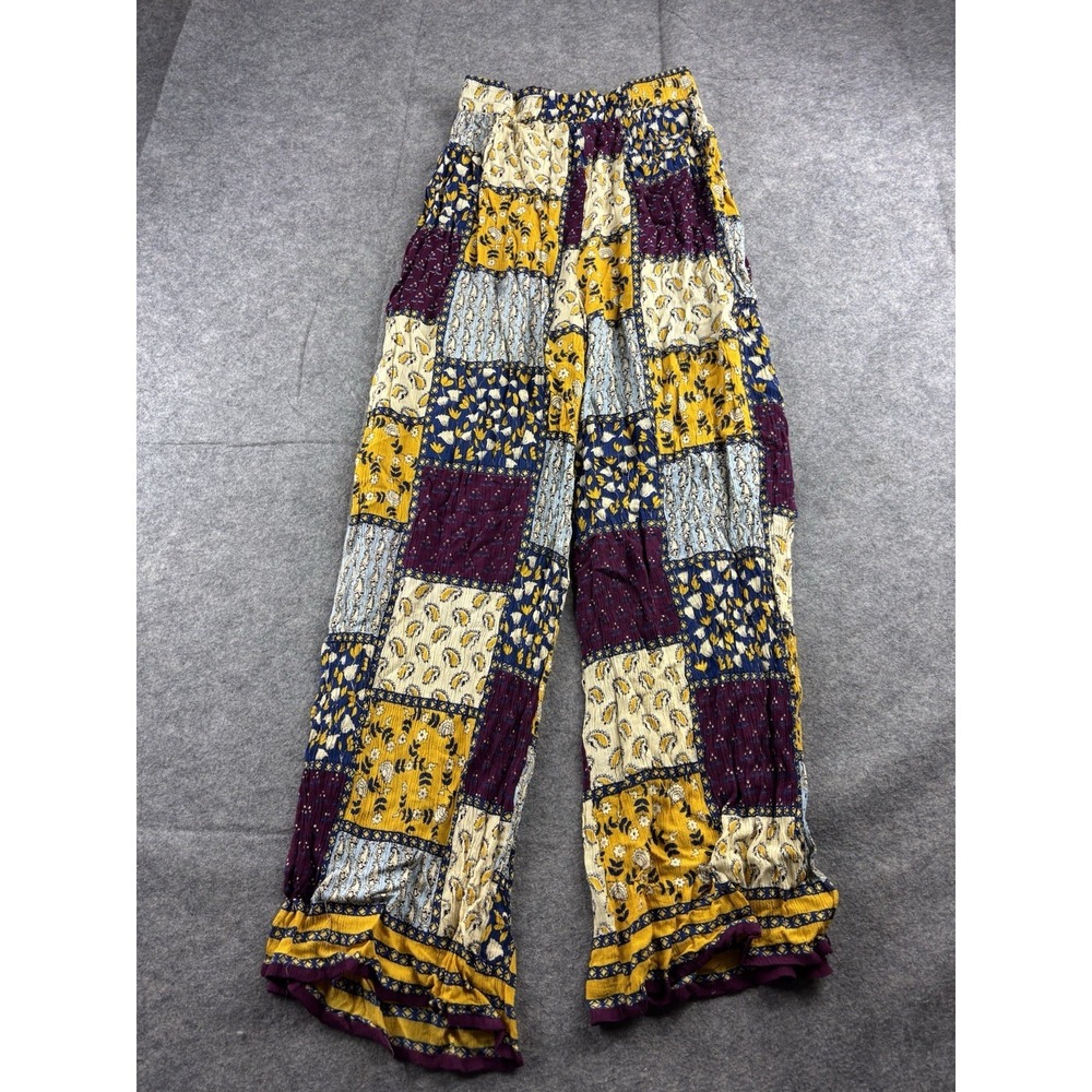 Earthbound Trading Co Wide Leg Patchwork Pants Boho Hippie Festival Women's S